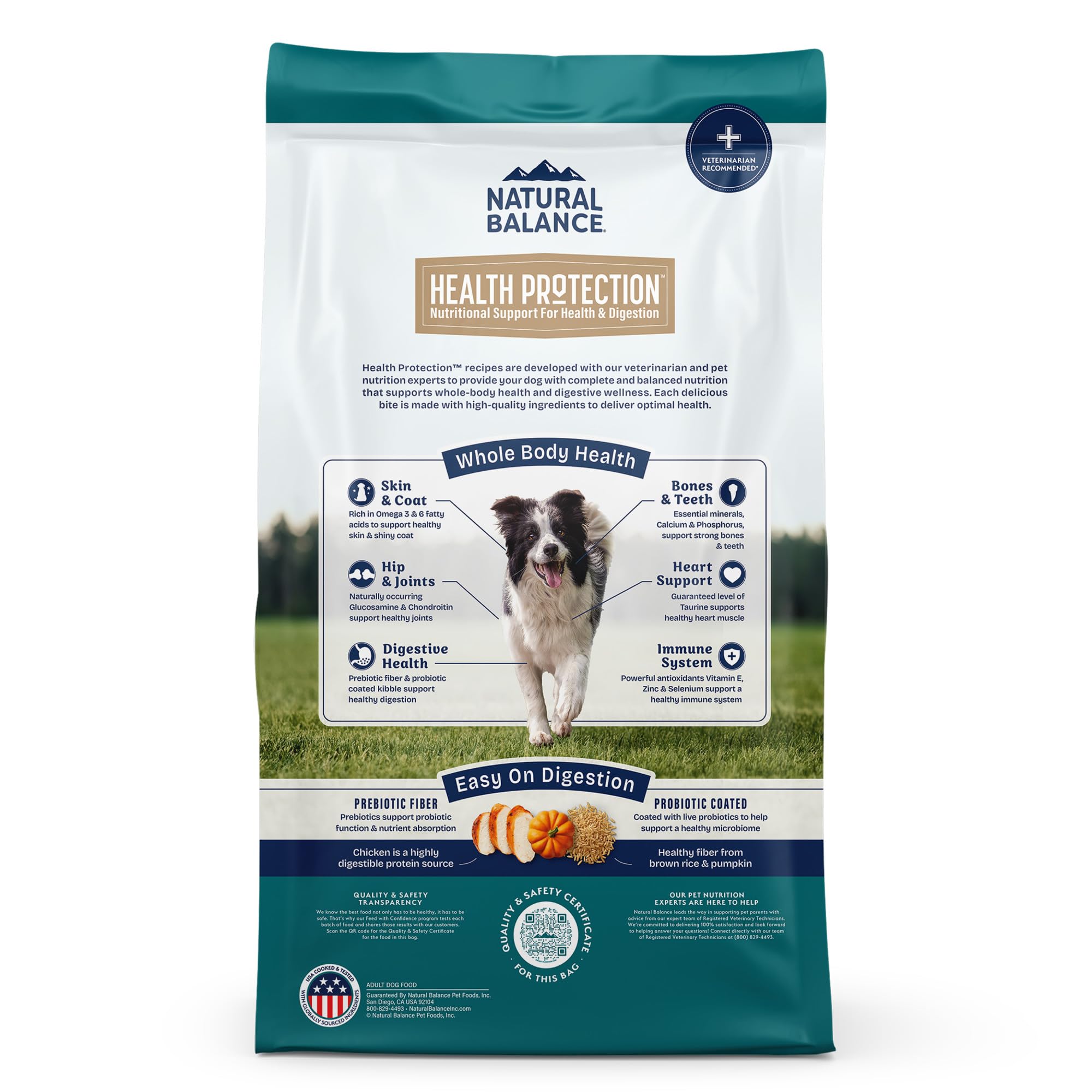 Natural Balance gros plan croquette montrant la texture et digestion facile