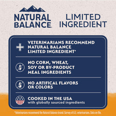 Natural Balance ingrédients canard et pomme de terre illustrant source principale de protéines