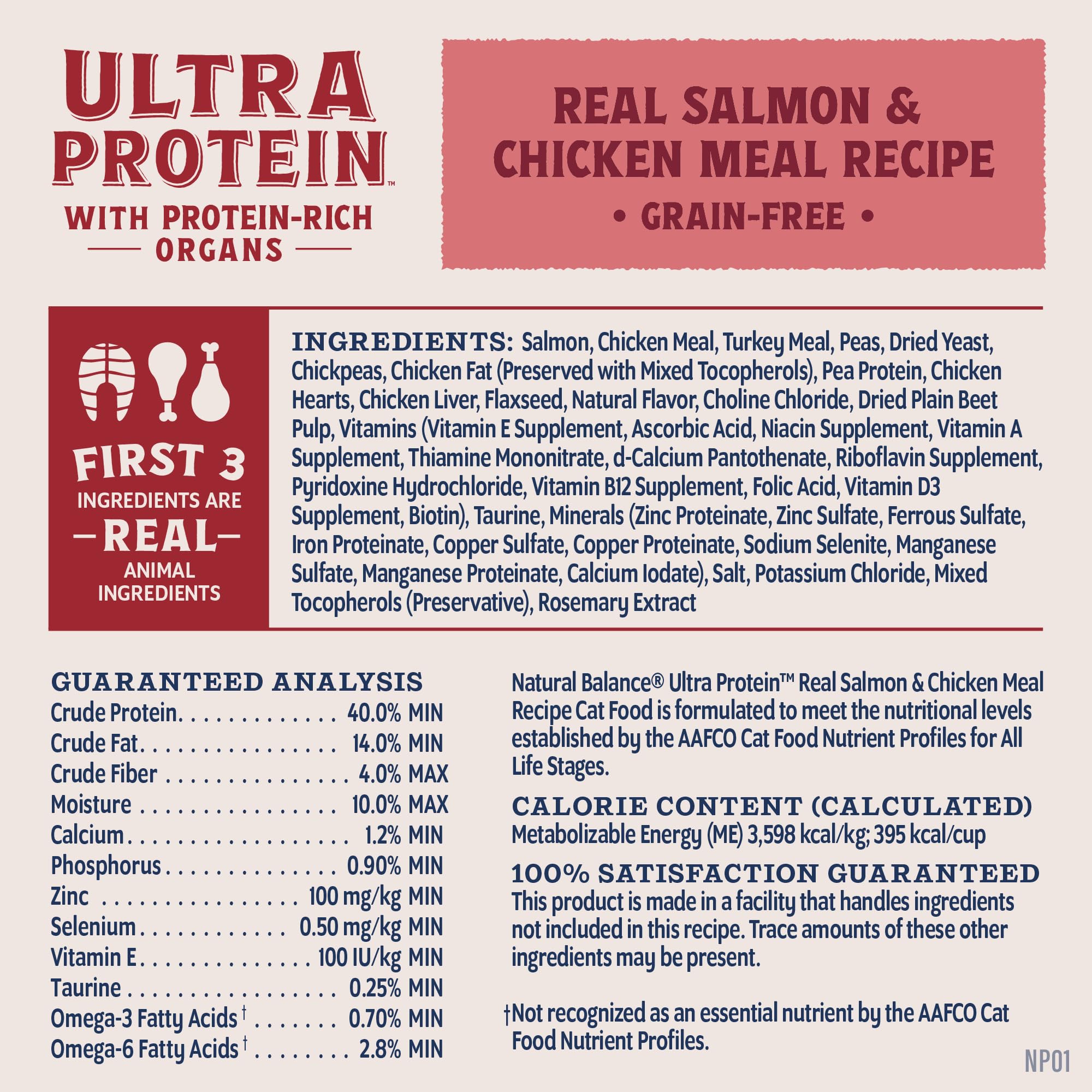 Natural Balance saumon frais illustrant source de protéines digestibles