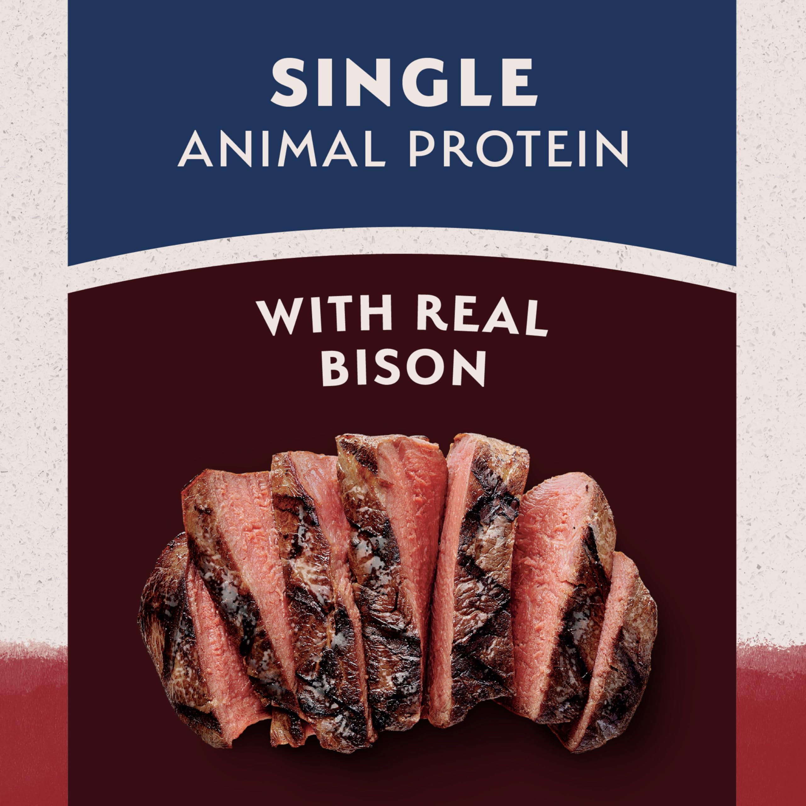 Natural Balance ingrédients visibles patate douce et bison illustrant la simplicité nutritionnelle