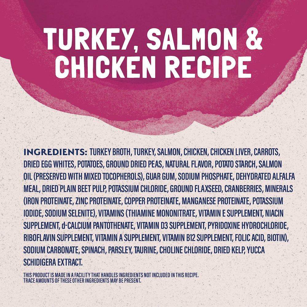 Natural Balance ingrédients dinde saumon poulet illustrant qualité protéique