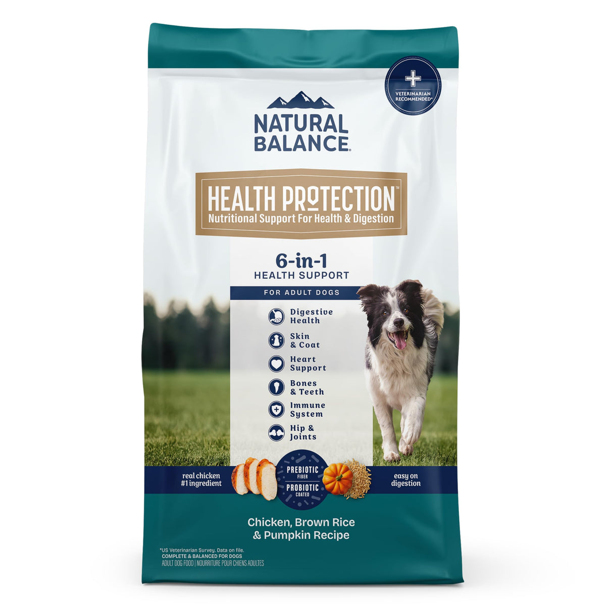 Natural Balance paquet devant montrant la recette poulet bénéfice nutrition complète