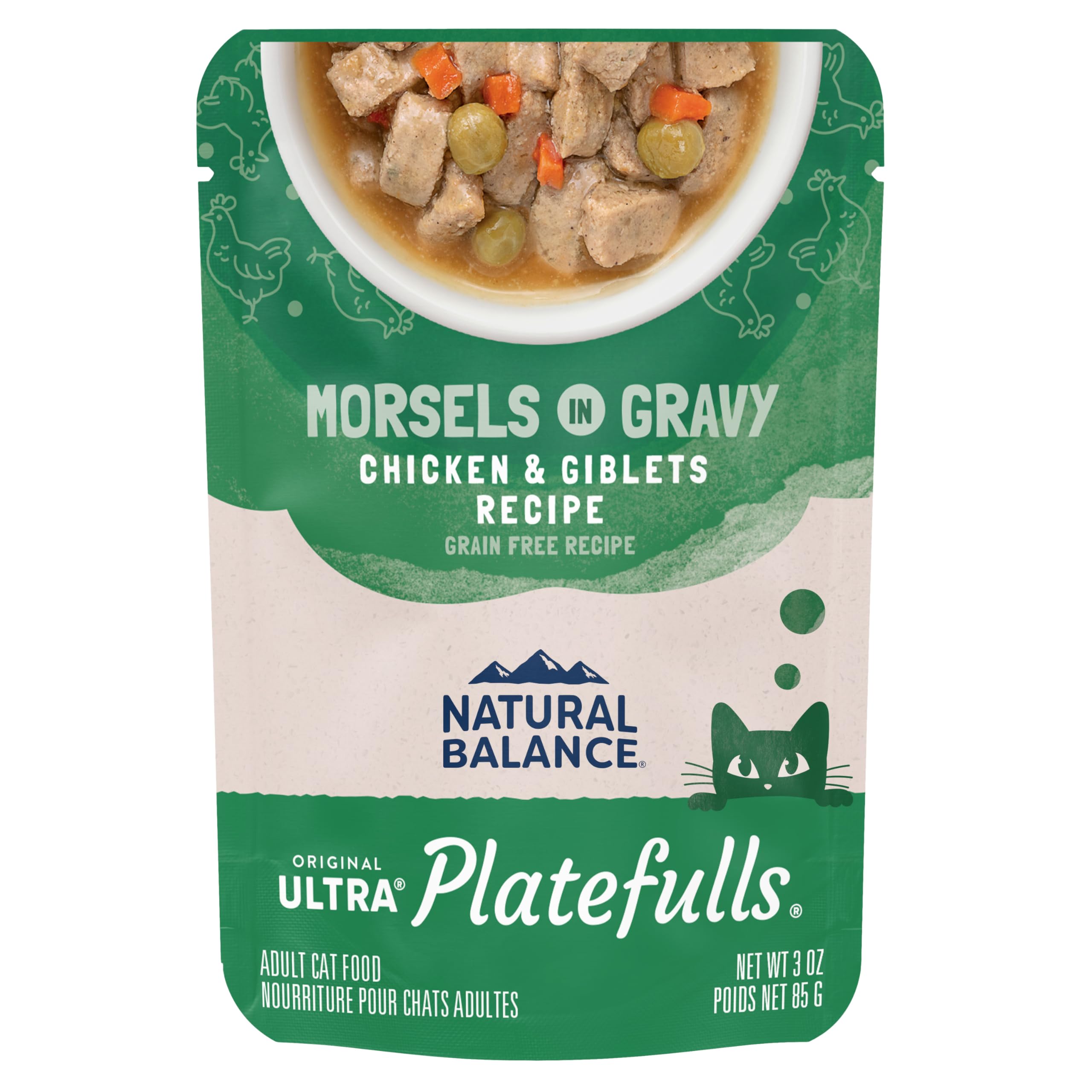 Natural Balance emballage avant montrant les morceaux en sauce et l'attrait