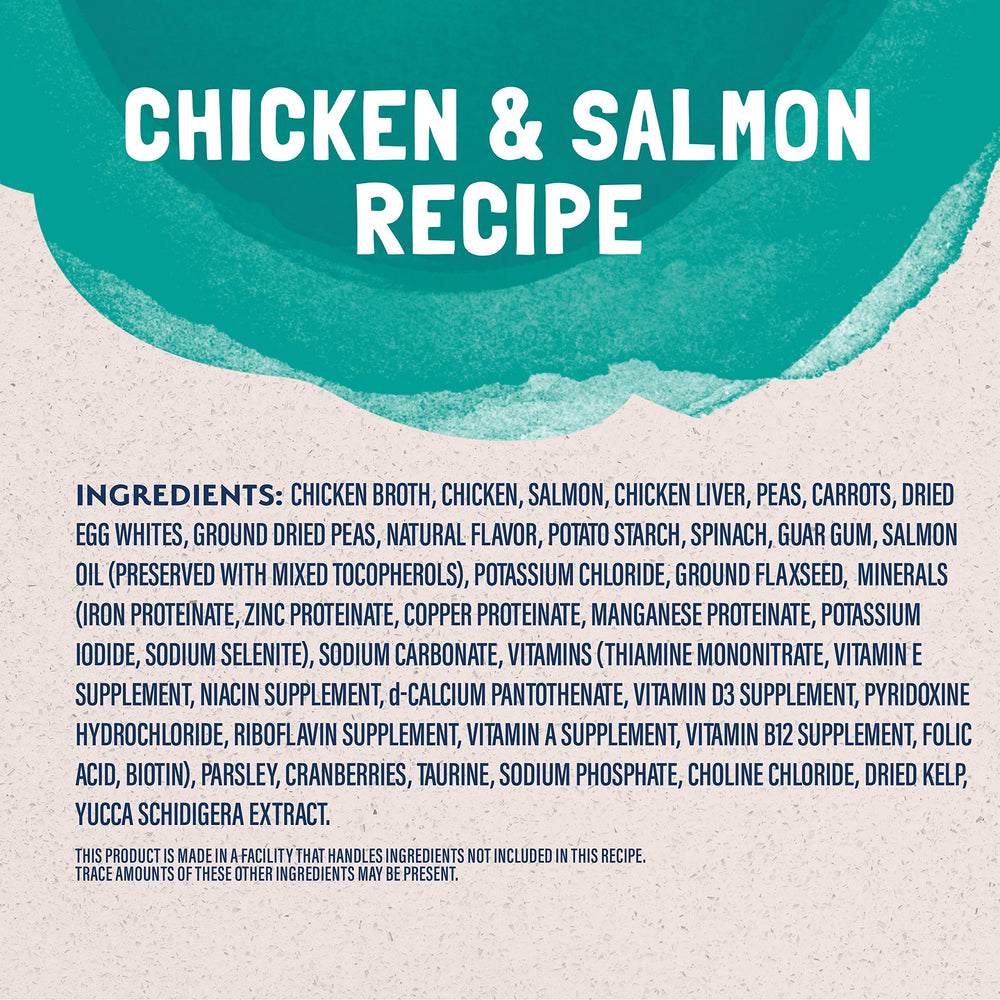 Natural Balance ingrédients poulet et saumon illustrés pour haute qualité protéique