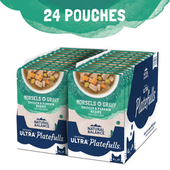 Natural Balance pochette ouverte montrant gravy appétissant et texture