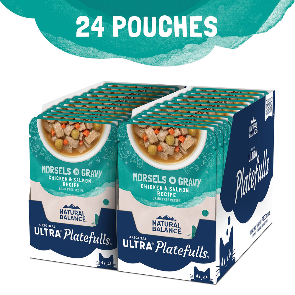 Natural Balance pochette ouverte montrant portion prête à servir et attrait