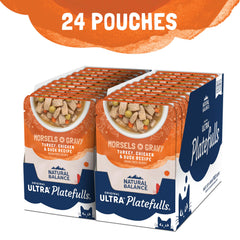 Natural Balance sachet ouvert montrant portions pratiques et prêt à servir