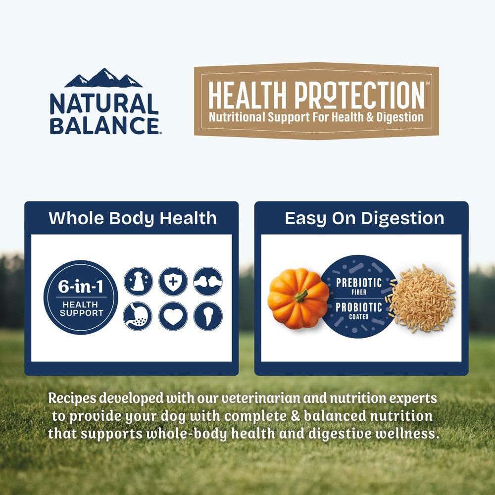 Natural Balance texture ingrédients agneau et riz brun pour digestion douce
