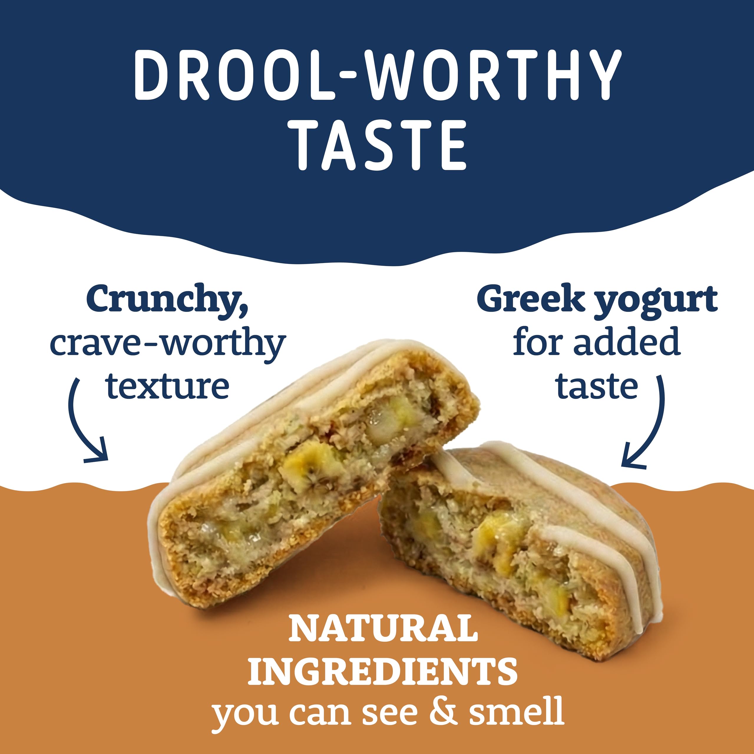Natural Balance zoom sur le yaourt grec enrobé illustrant goût crémeux