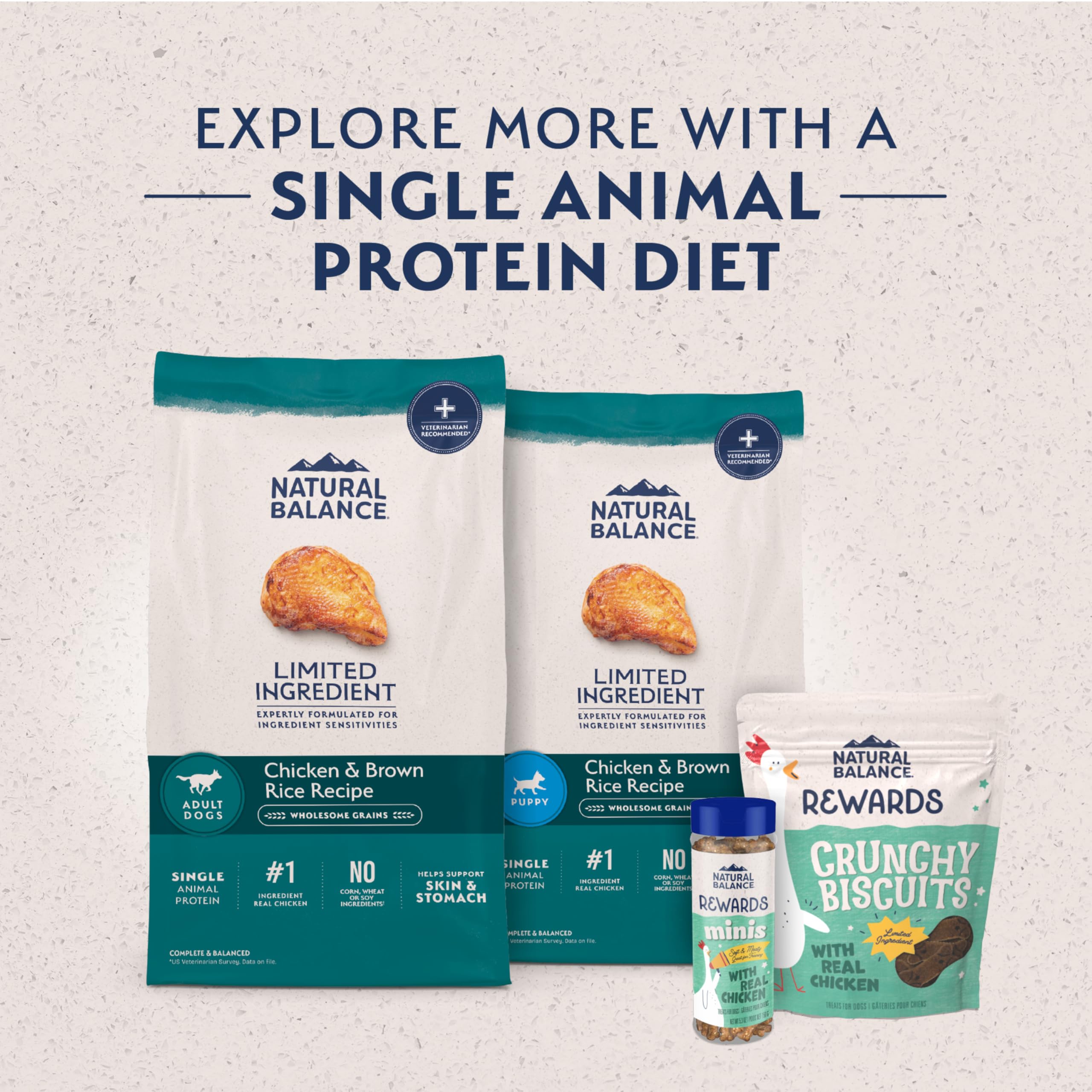Natural Balance gros plan riz brun pour montrer source de glucides digestible