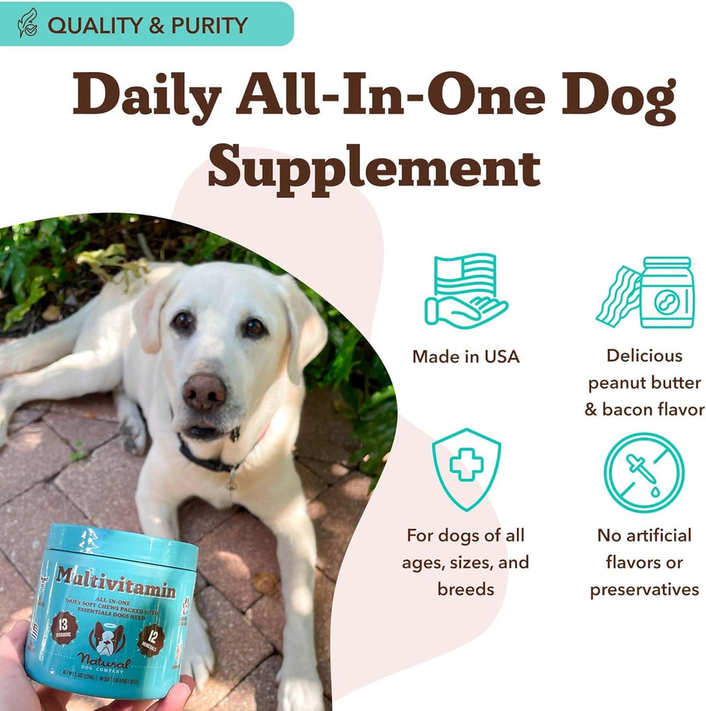 Natural Dog Company 90 comprimés comparaison taille pour dosage quotidien