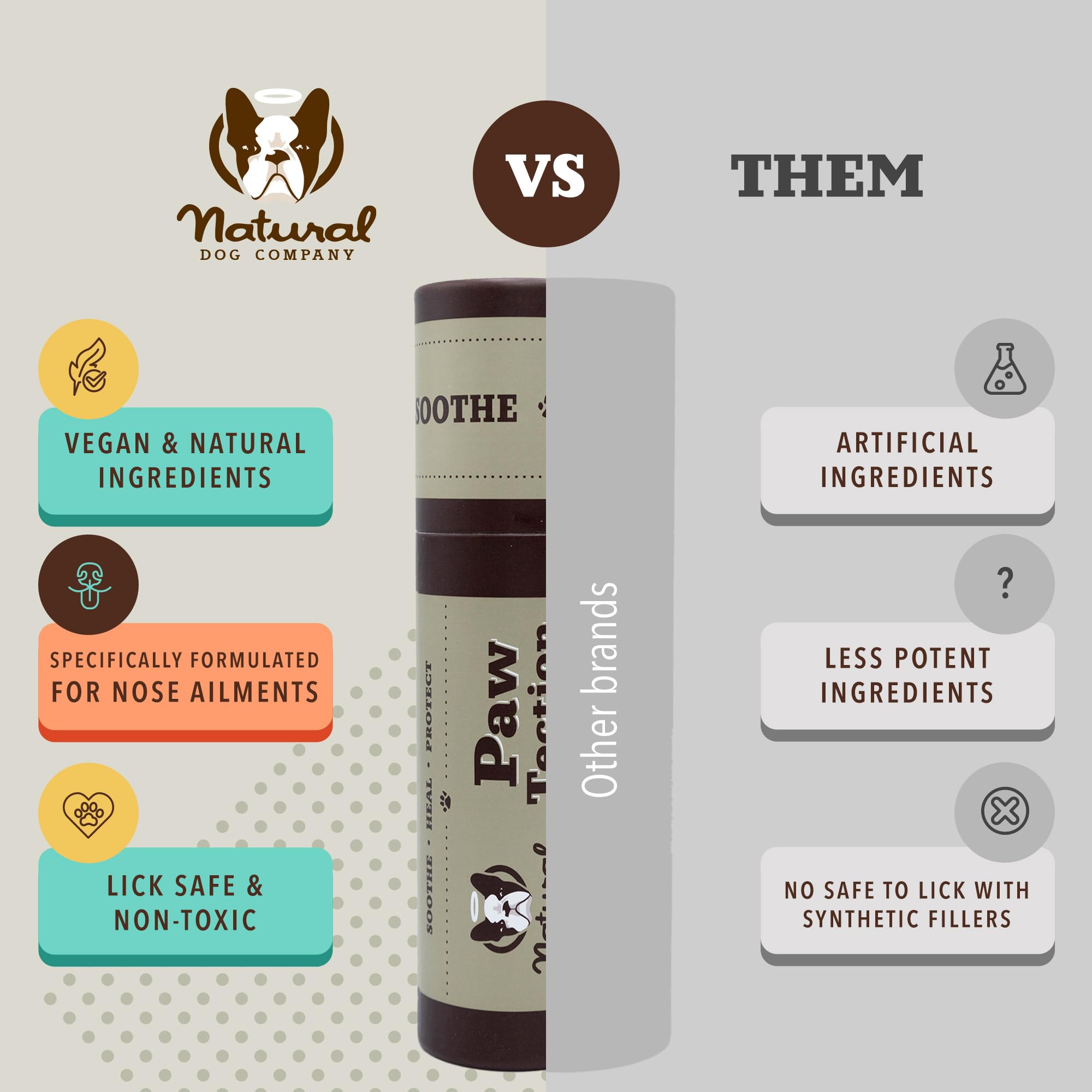 Natural Dog Company stick 2 oz à côté d’un objet pour échelle, compact