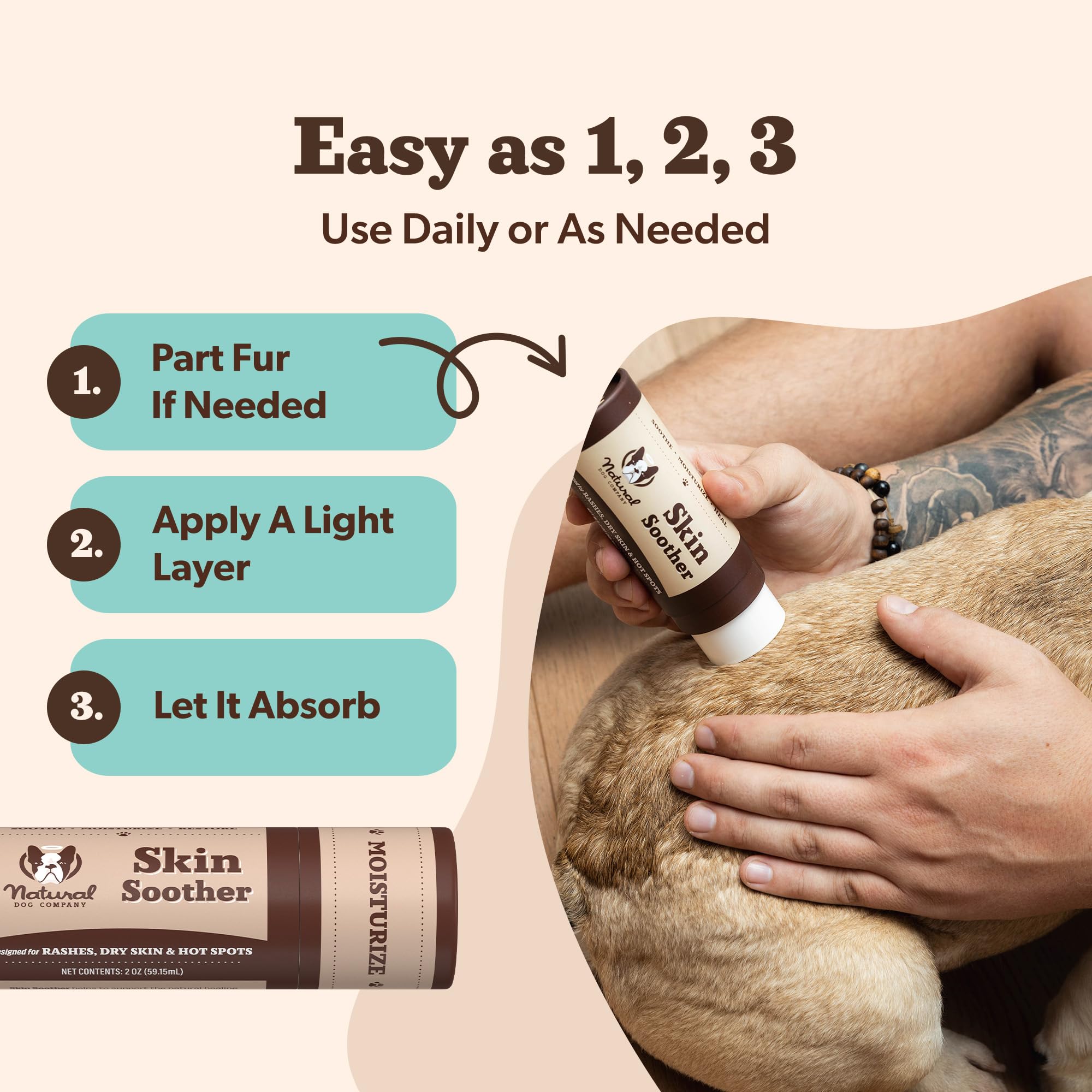 Natural Dog Company stick dans sac de sortie prêt à l'usage après promenade
