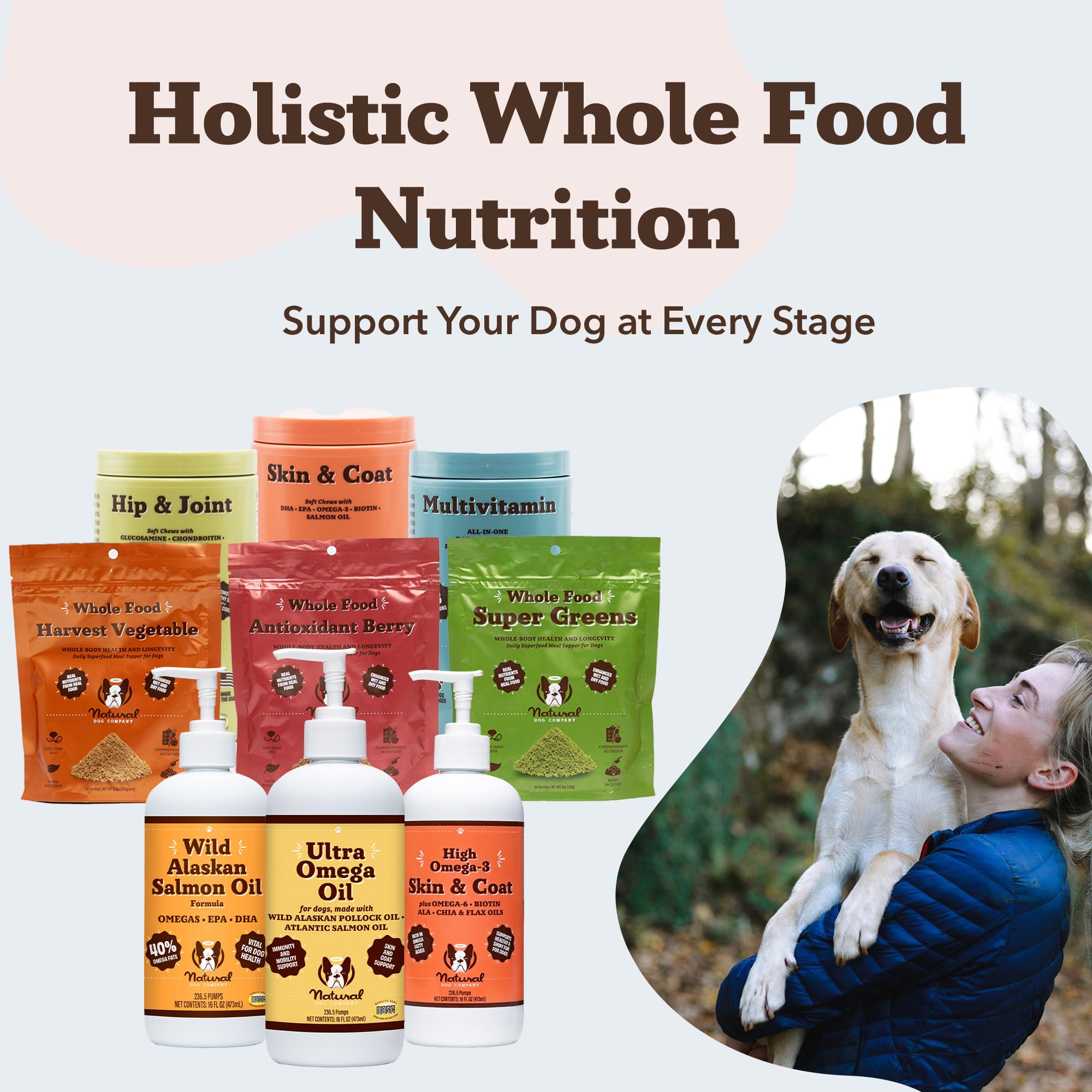 Natural Dog Company emballage avec logos NASC ORIVO pour confiance qualité