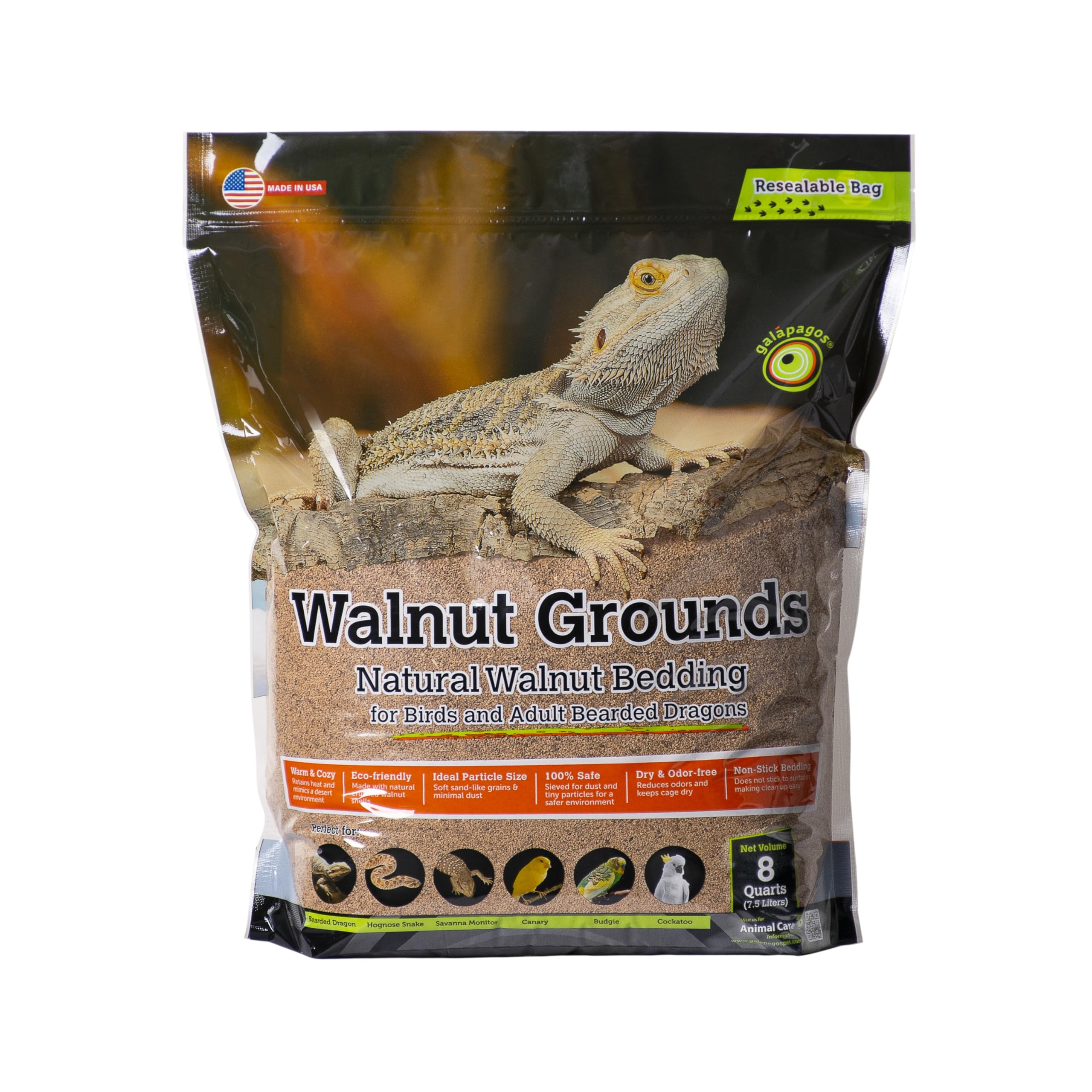 Natural Pack Galapagos emballage avant montrant produit et capacité, pratique
