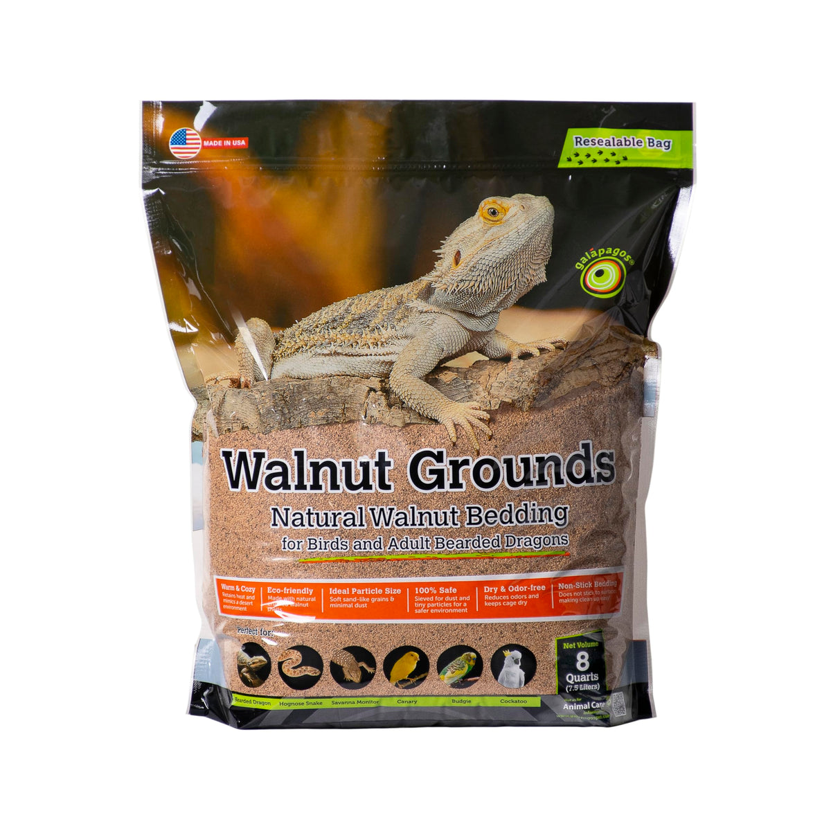 Natural Pack Galapagos emballage avant montrant produit et capacité, pratique