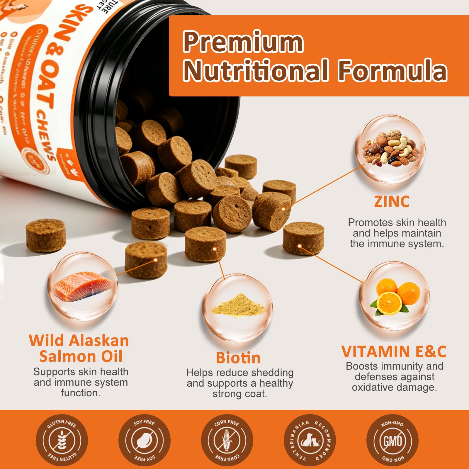 NATURE TARGET étiquette ingrédients affichant saumon sauvage et vitamines