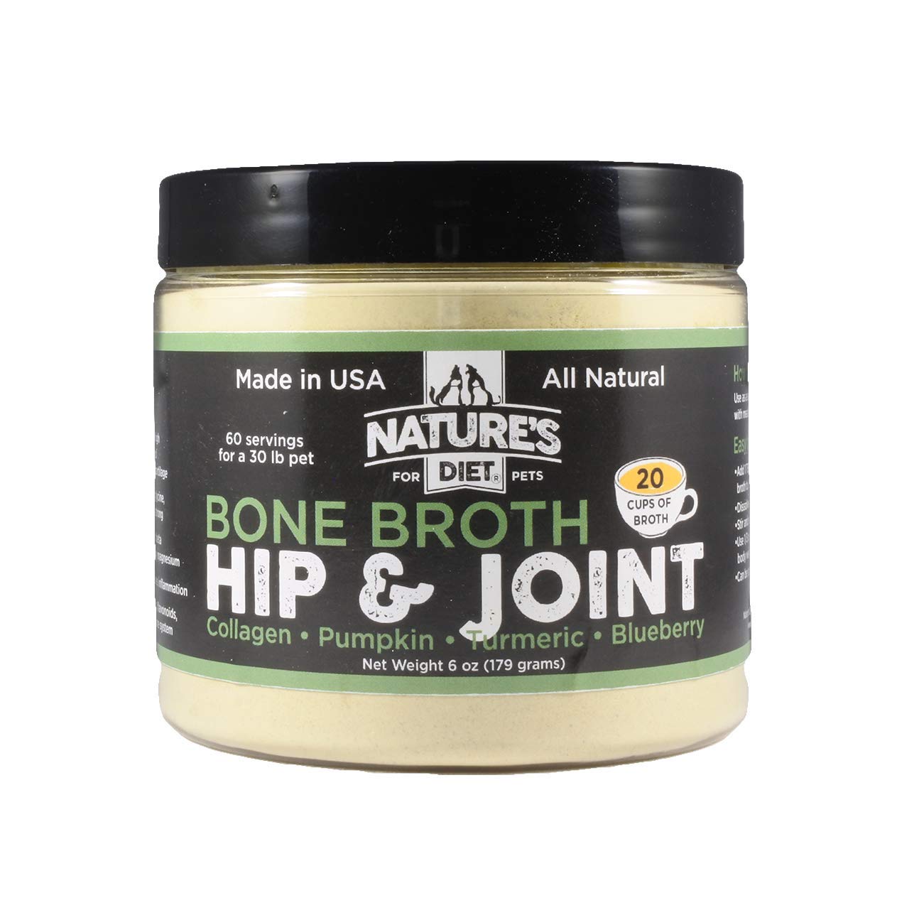 Nature's Diet face du contenant montrant format 6 oz et bénéfice appétence