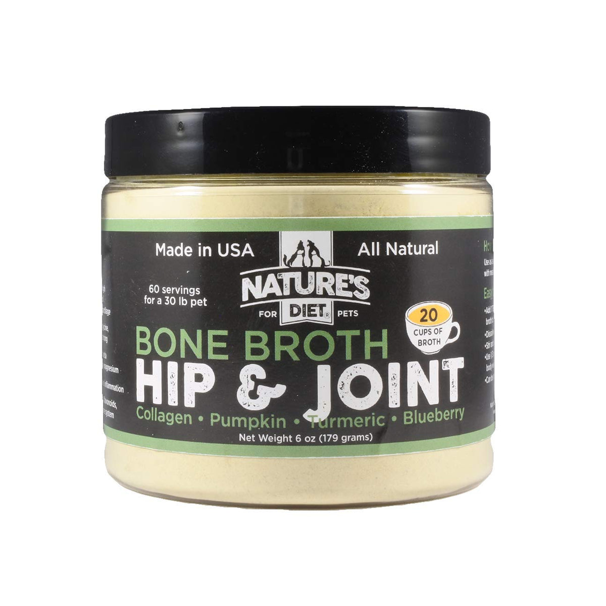 Nature's Diet face du contenant montrant format 6 oz et bénéfice appétence
