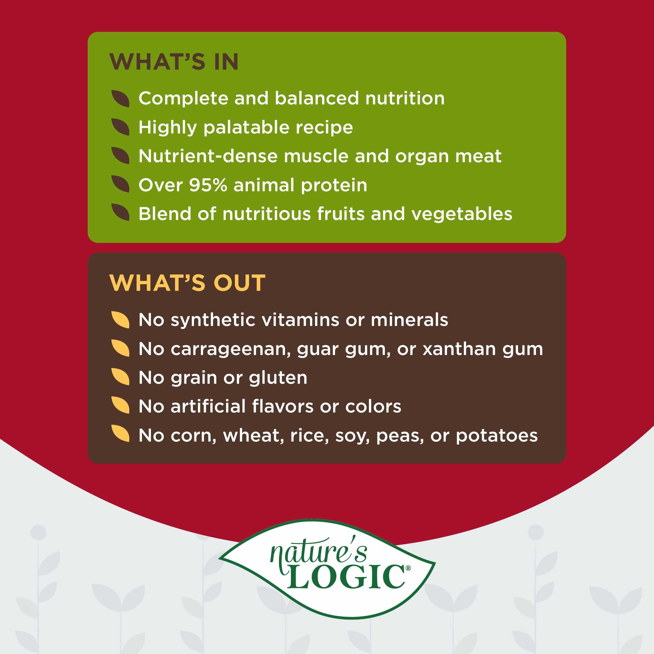 NATURE'S LOGIC étiquette liste d’ingrédients naturels sans additifs