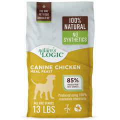 NATURE'S LOGIC emballage avant montrant la recette Chicken Meal et bénéfice nutritionnel