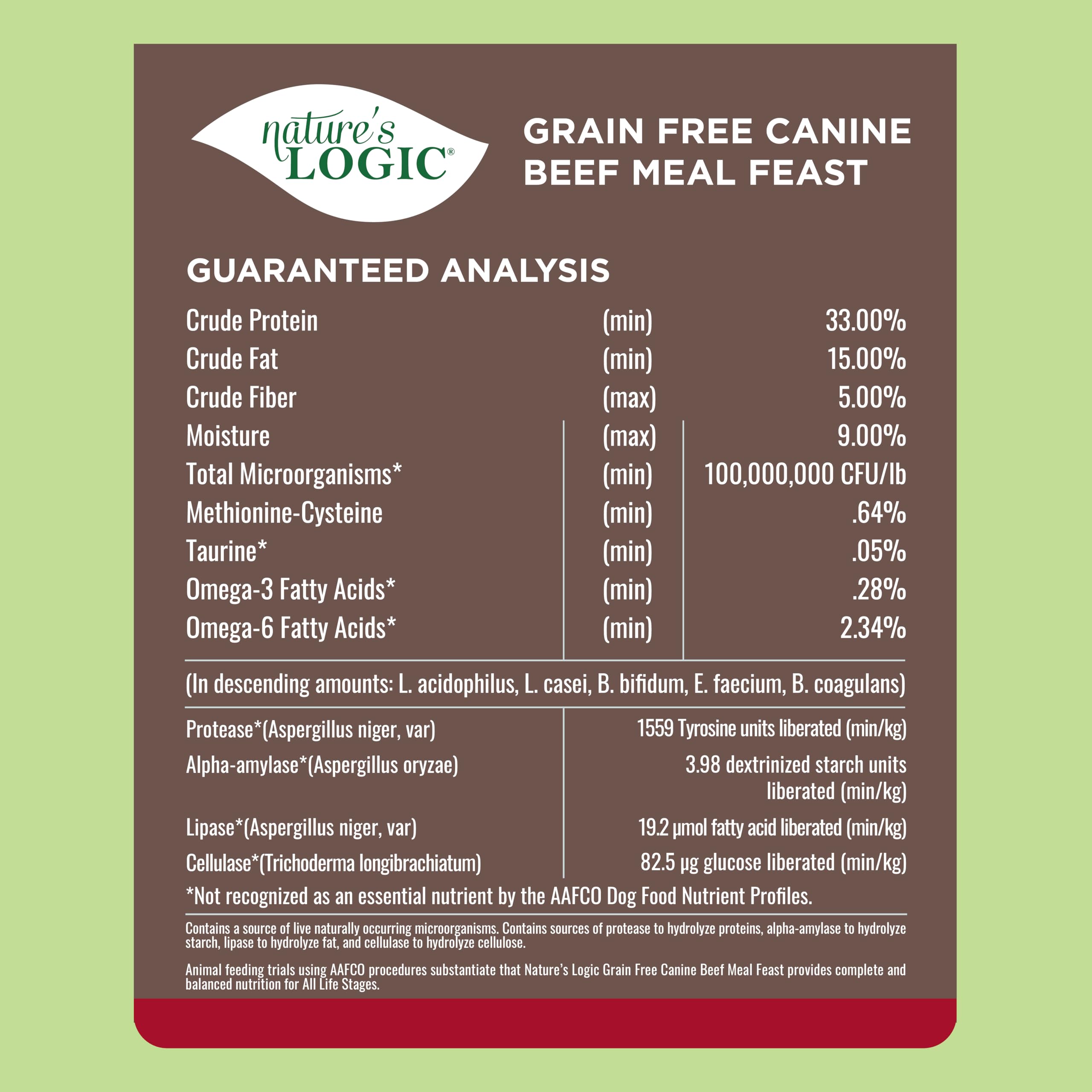 NATURE'S LOGIC kibble taille comparaison indiquant portion et facilité de mastication