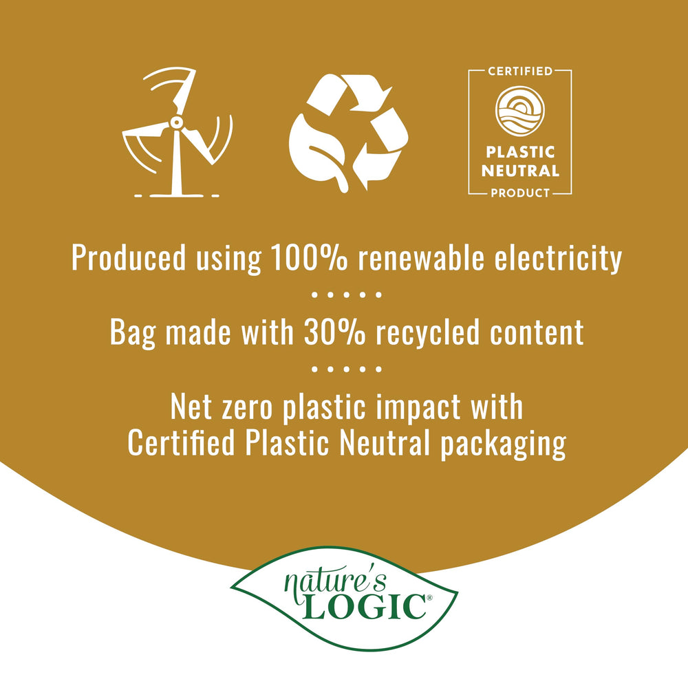 NATURE'S LOGIC sachet 4,4 lb posé à l'échelle pour référence taille pratique