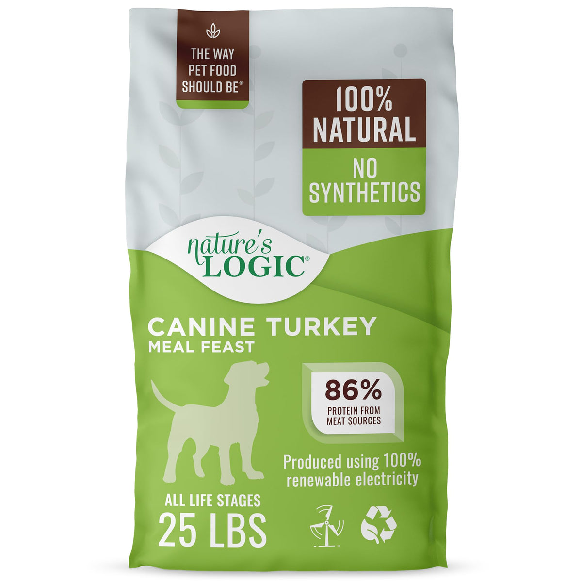 NATURE'S LOGIC sac face montrant formulation riche en protéines