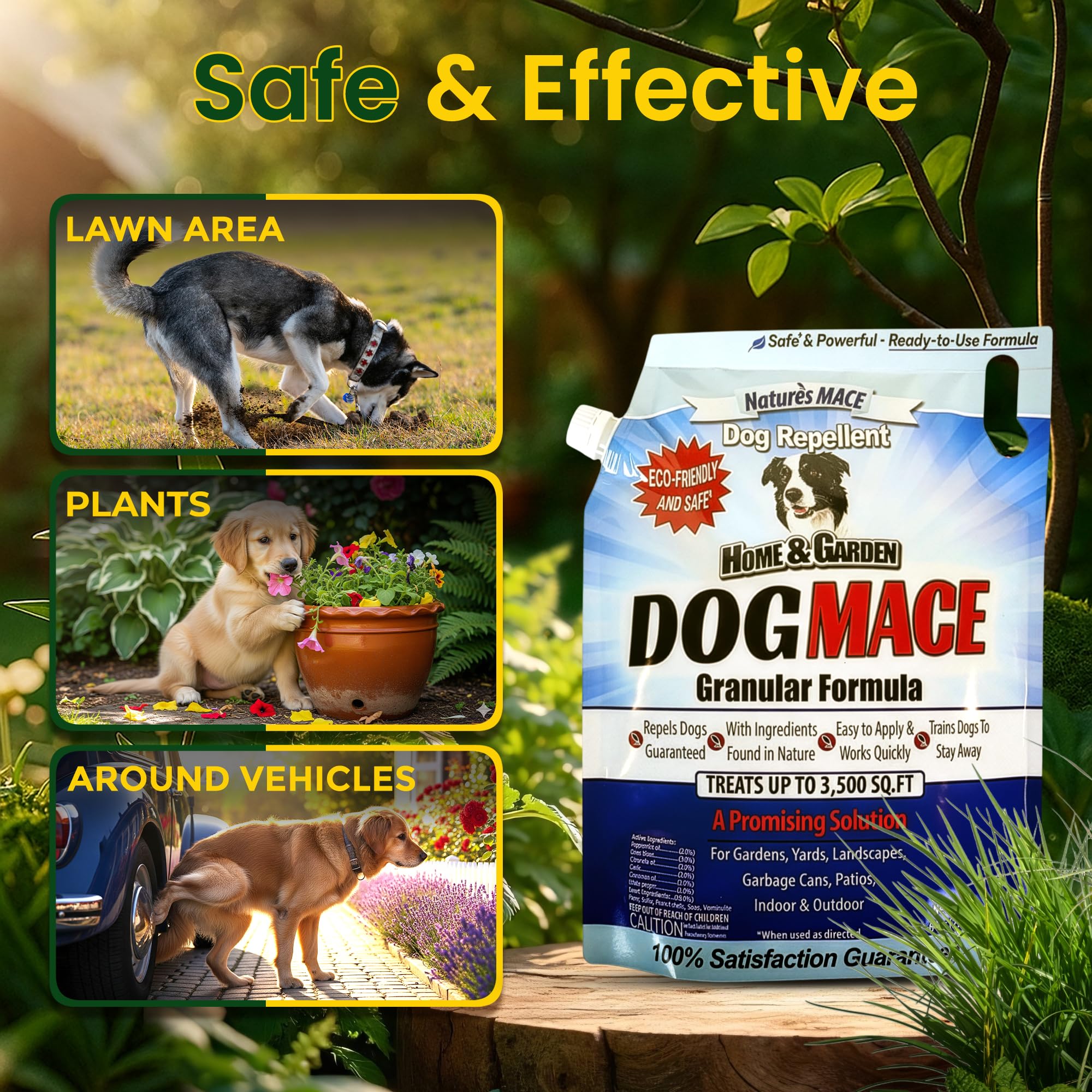 Nature's MACE application dans un parterre montrant protection du jardin