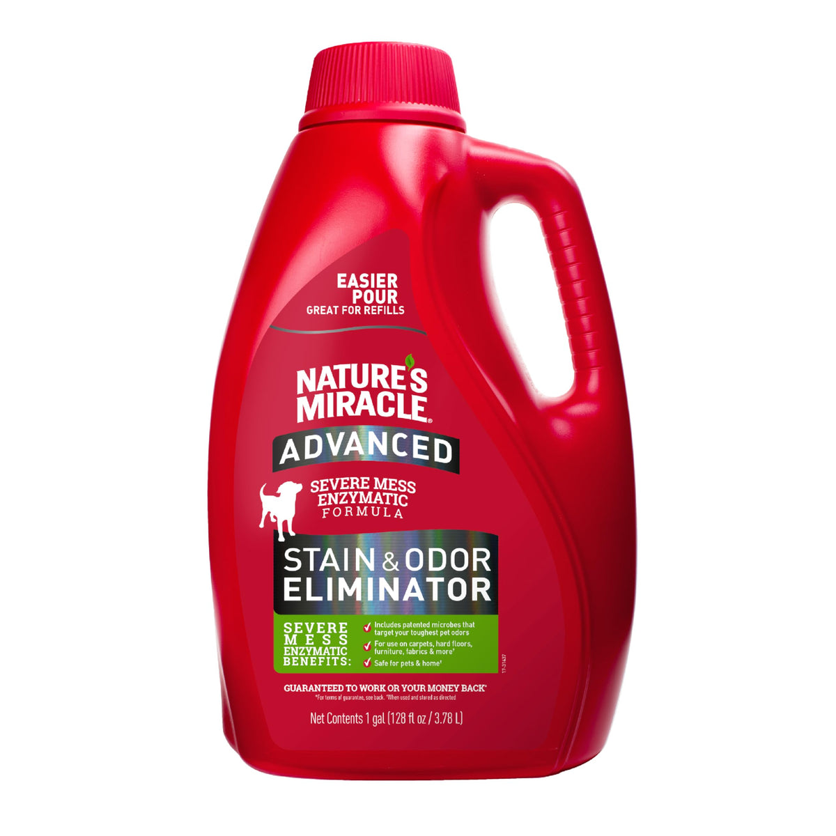 Nature's Miracle emballage avant montrant produit et usage multi-surfaces