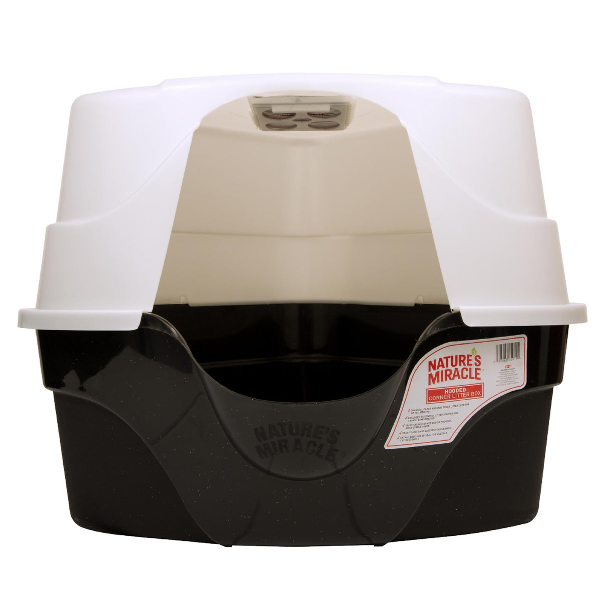 Nature's Miracle vue avant du bac d'angle montrant design compact et gain de place