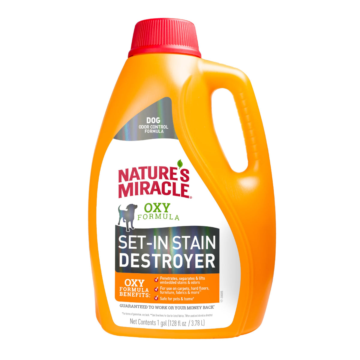 Nature's Miracle bidon face montrant format gallon pour usage fréquent