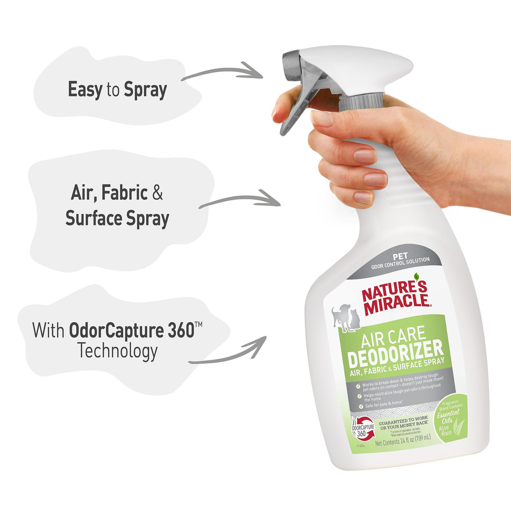 Nature's Miracle bouteille 24 oz à côté d'objets pour comparer la taille pratique