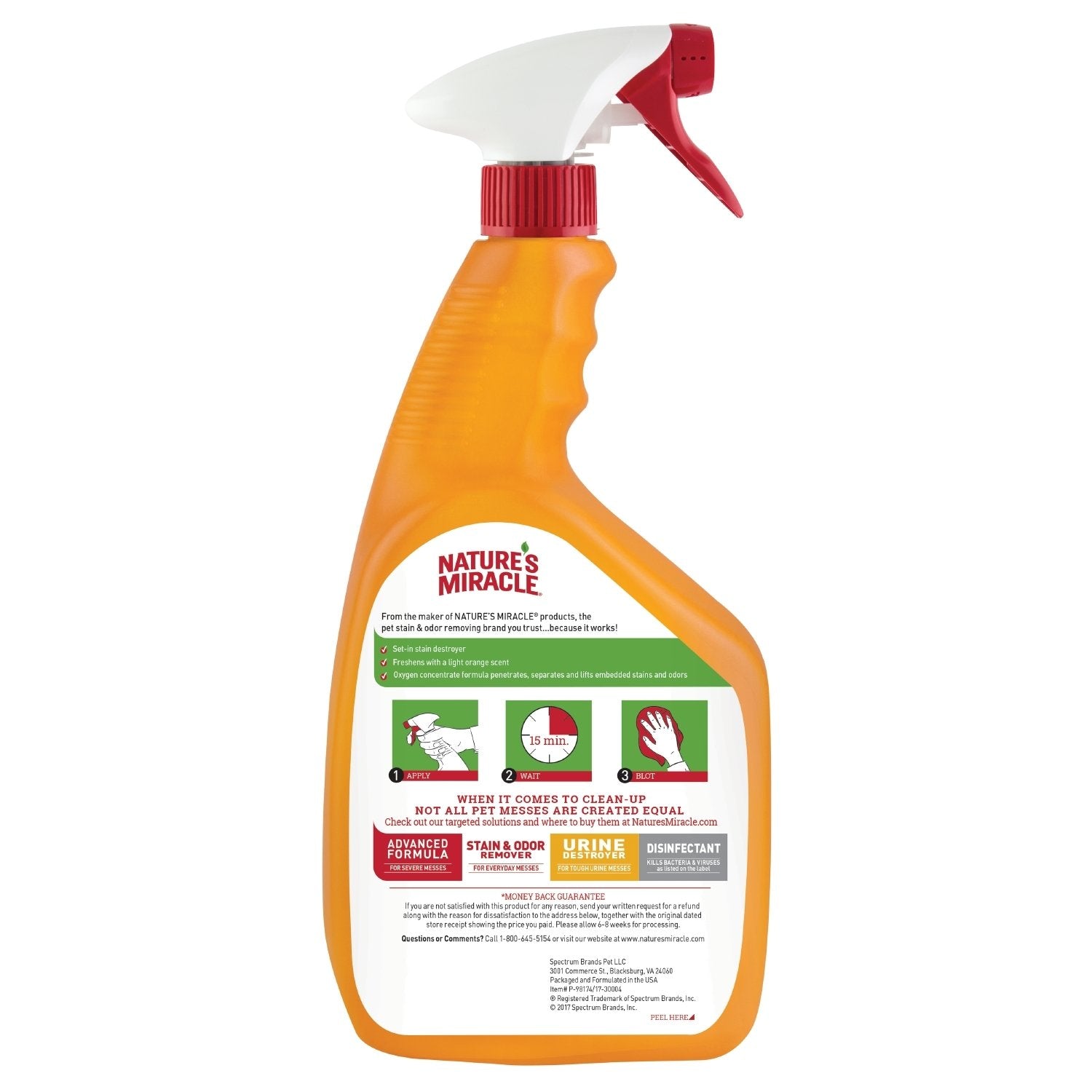 Nature's Miracle bouteille 32 oz vue détaillée, prise en main facile