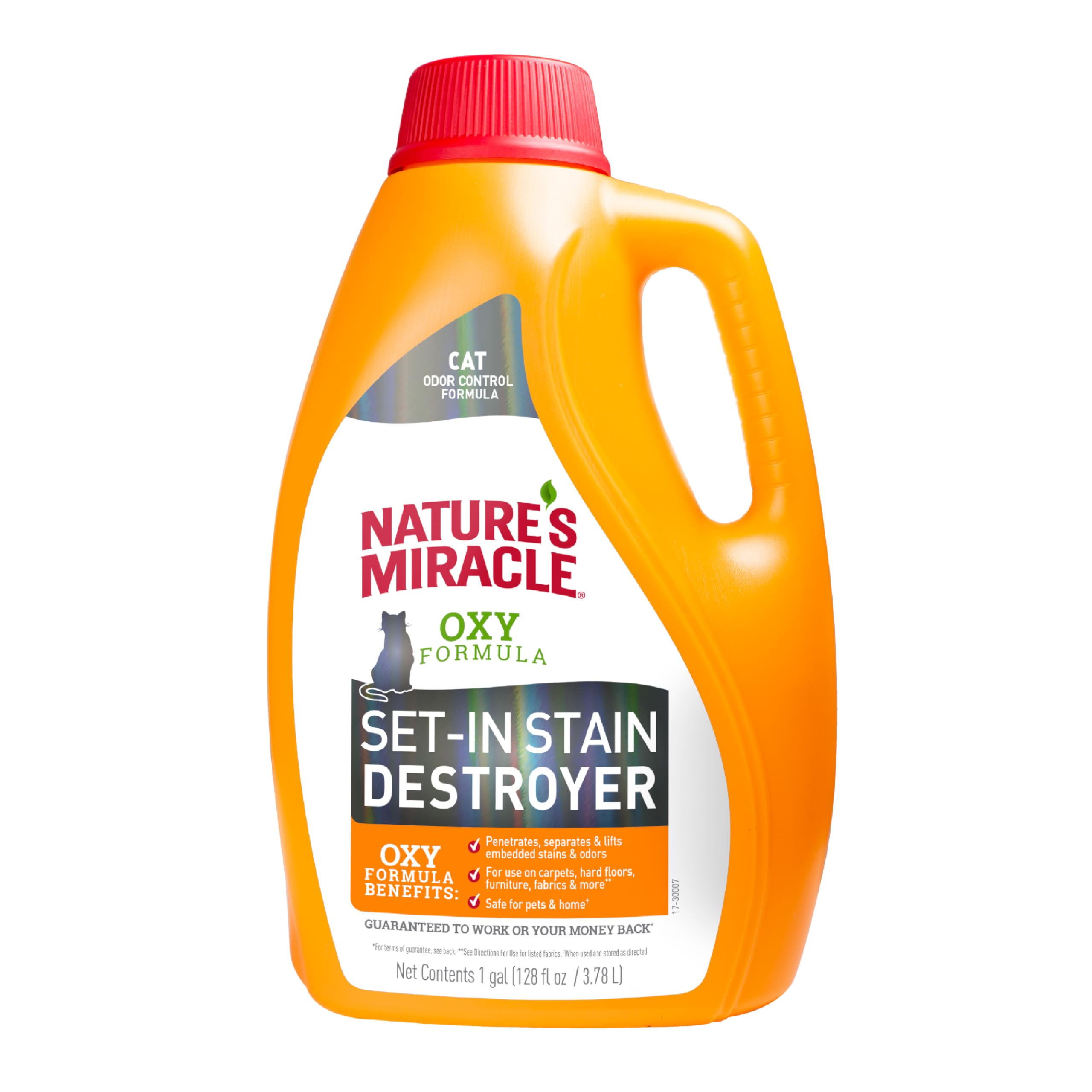 Nature's Miracle bouteille face avant montrant formule et bénéfice nettoyage puissant
