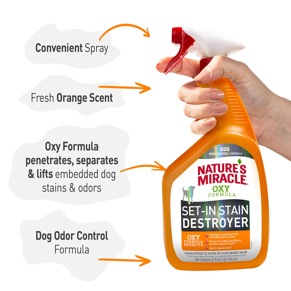 Nature's Miracle comparaison taille avec main, flacon pratique à manier