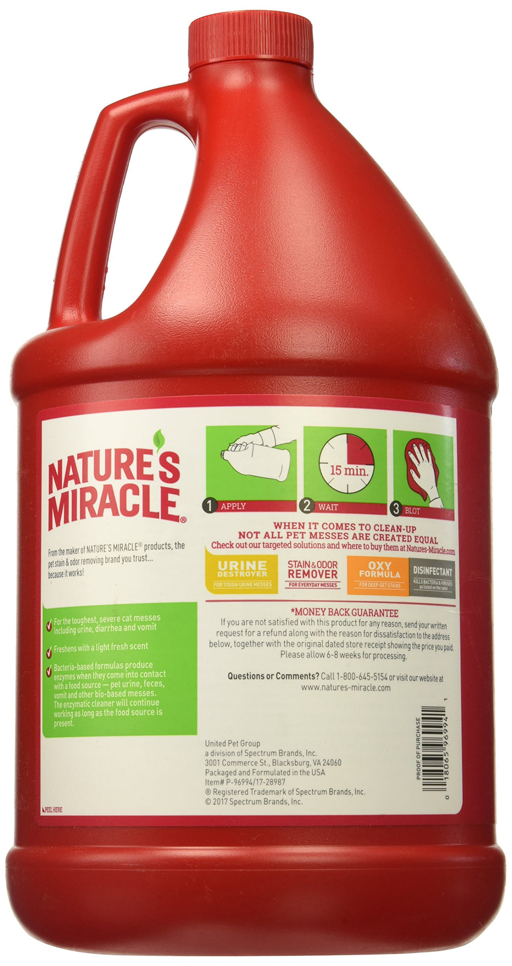 Nature's Miracle détail du bec pulvérisateur pour application précise