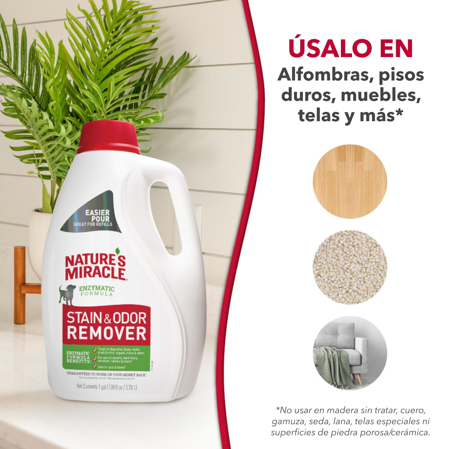 Nature's Miracle flacon ouvert buse montrant facilité d'application