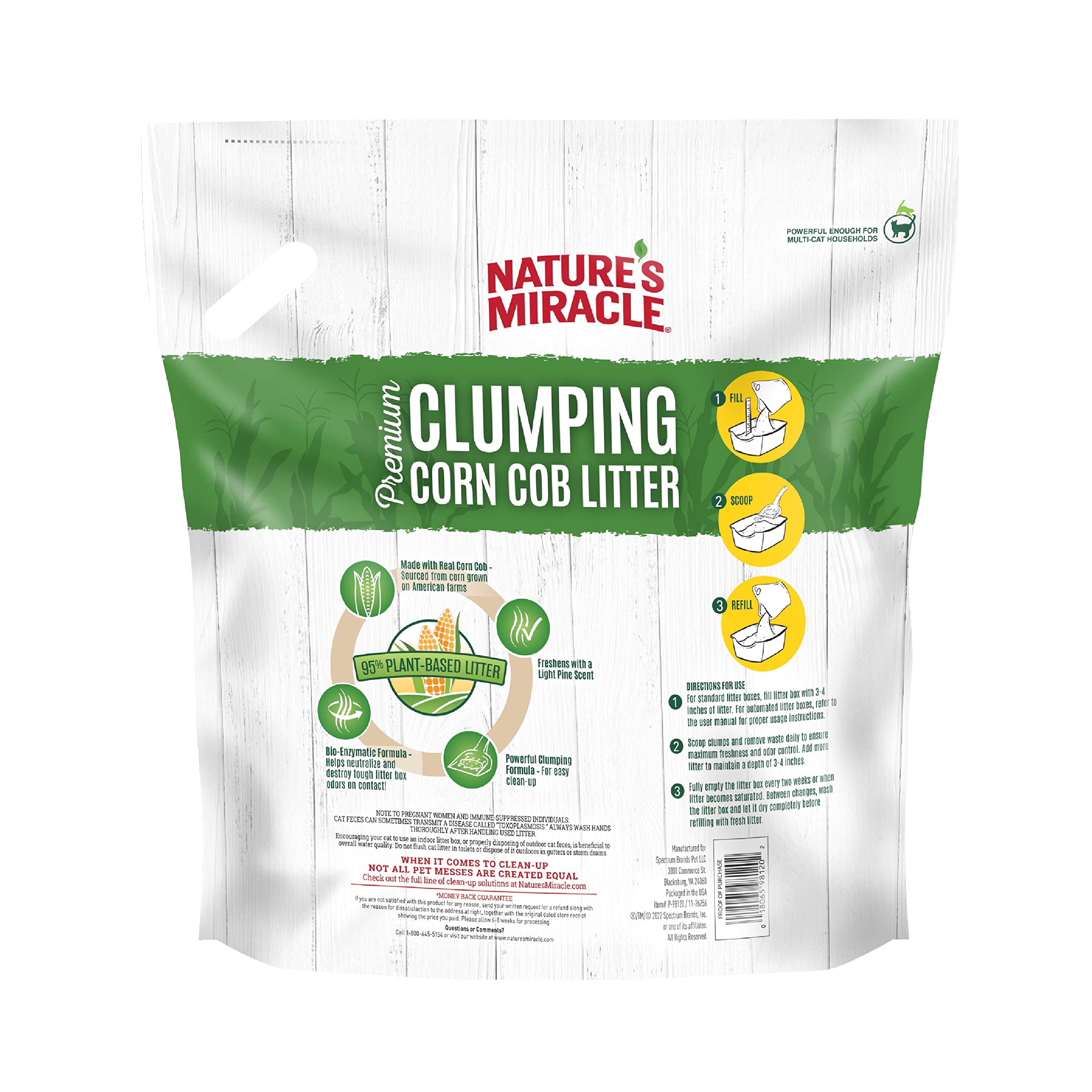 Nature's Miracle gros plan granulométrie montrant absorption supérieure