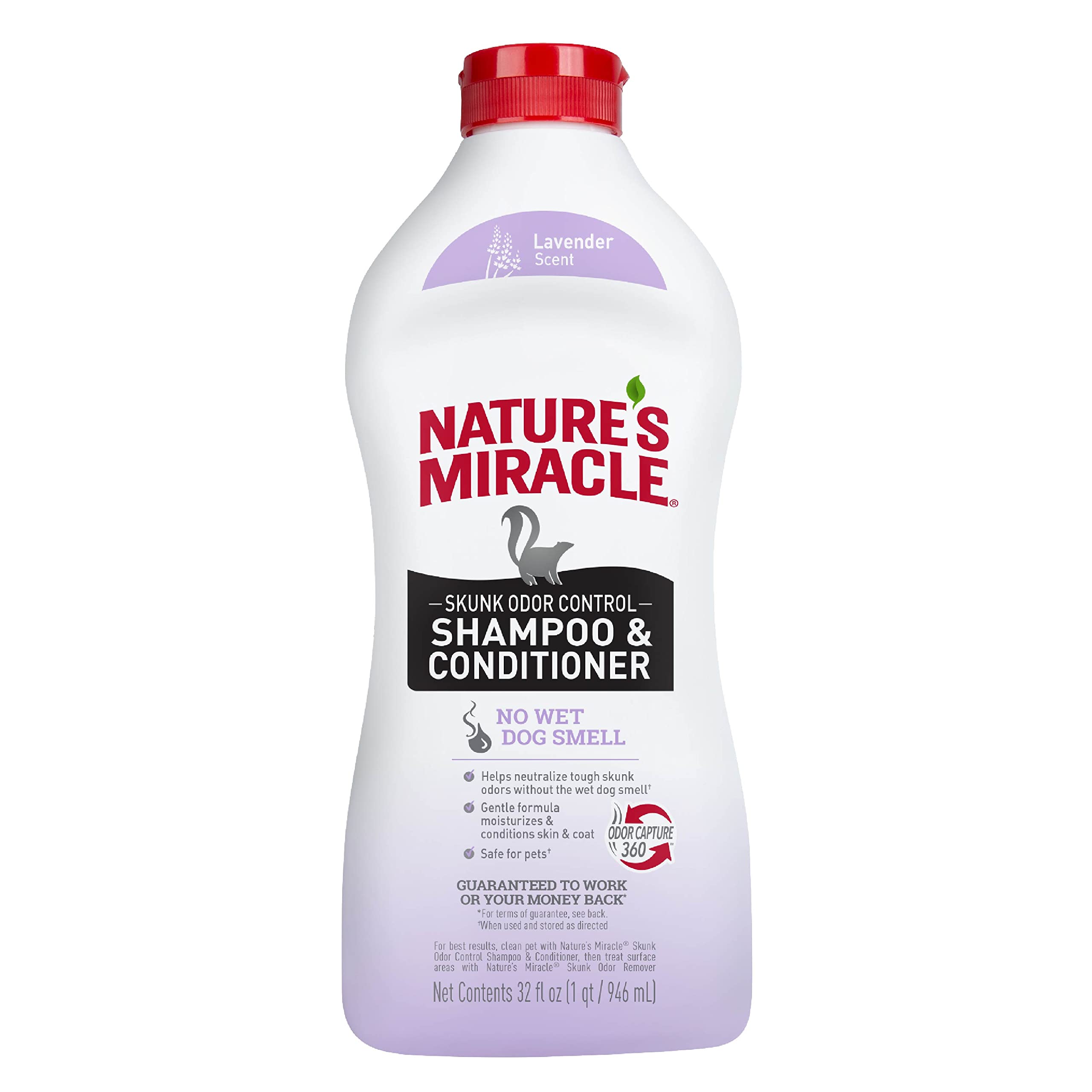 Nature's Miracle bouteille avant plan montrant étiquette et bénéfice neutralisation odeurs