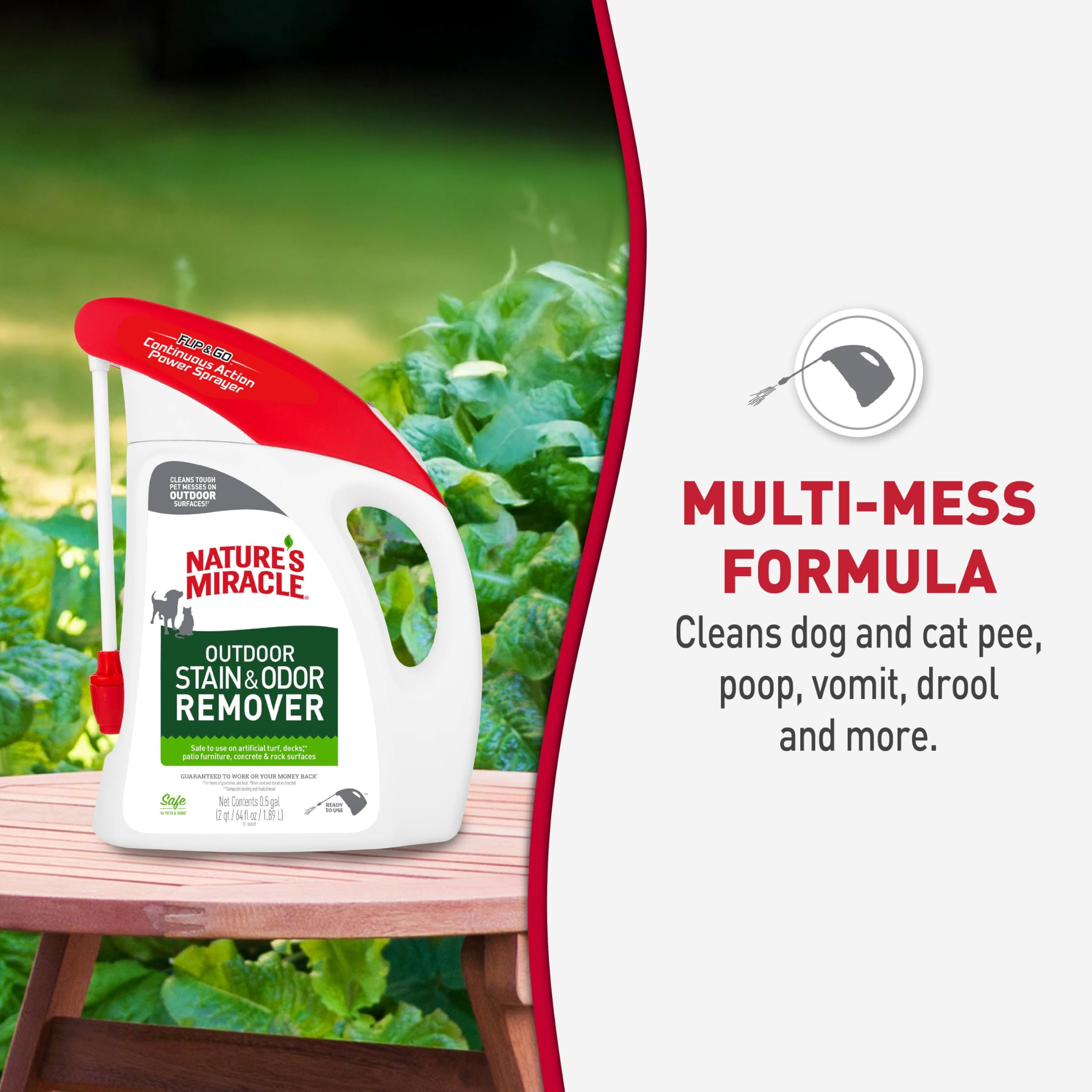 Nature's Miracle en usage sur terrasse pour éliminer une tache d'urine de chien