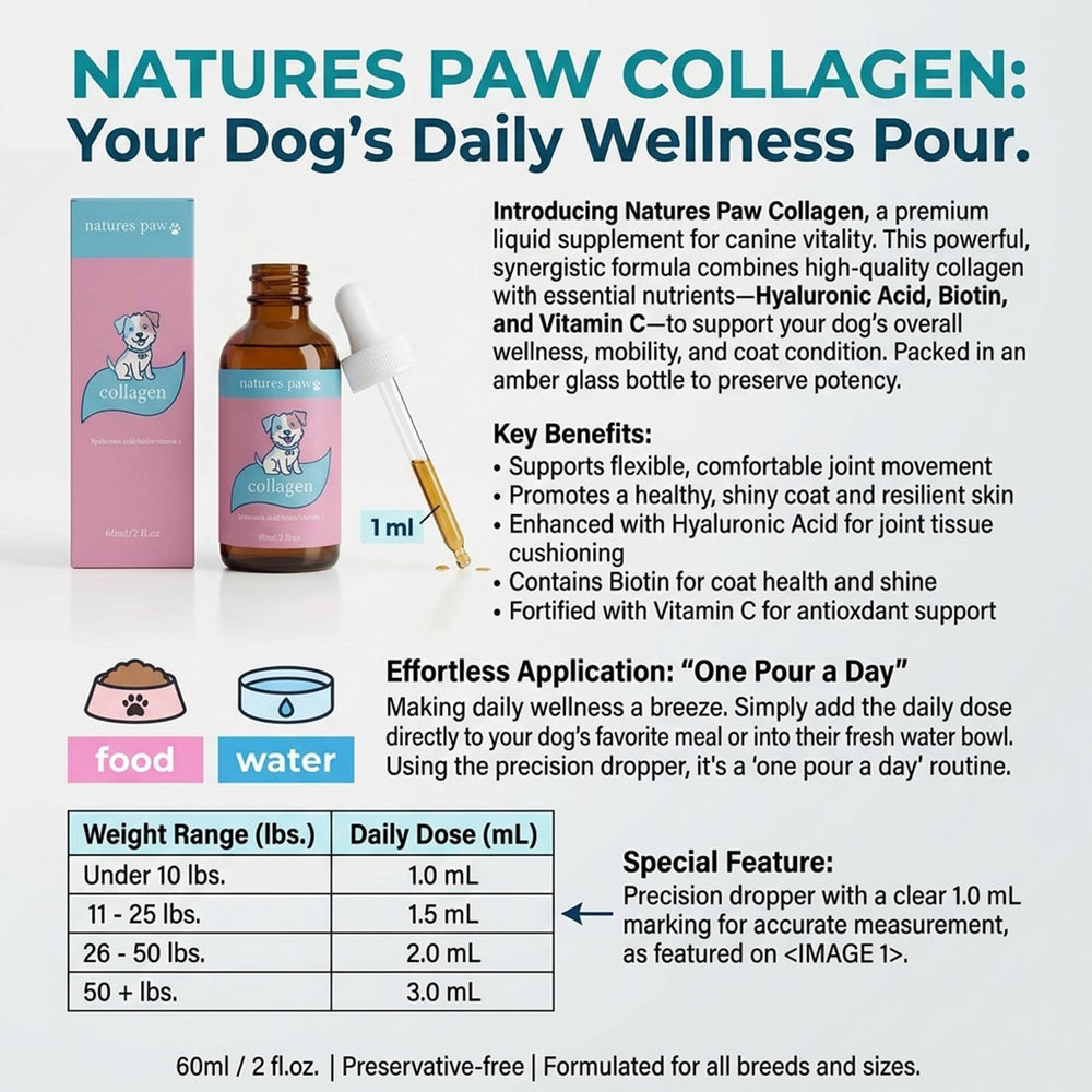 Natures Paw comparaison taille flacon montrant volume 60 ml et compacité
