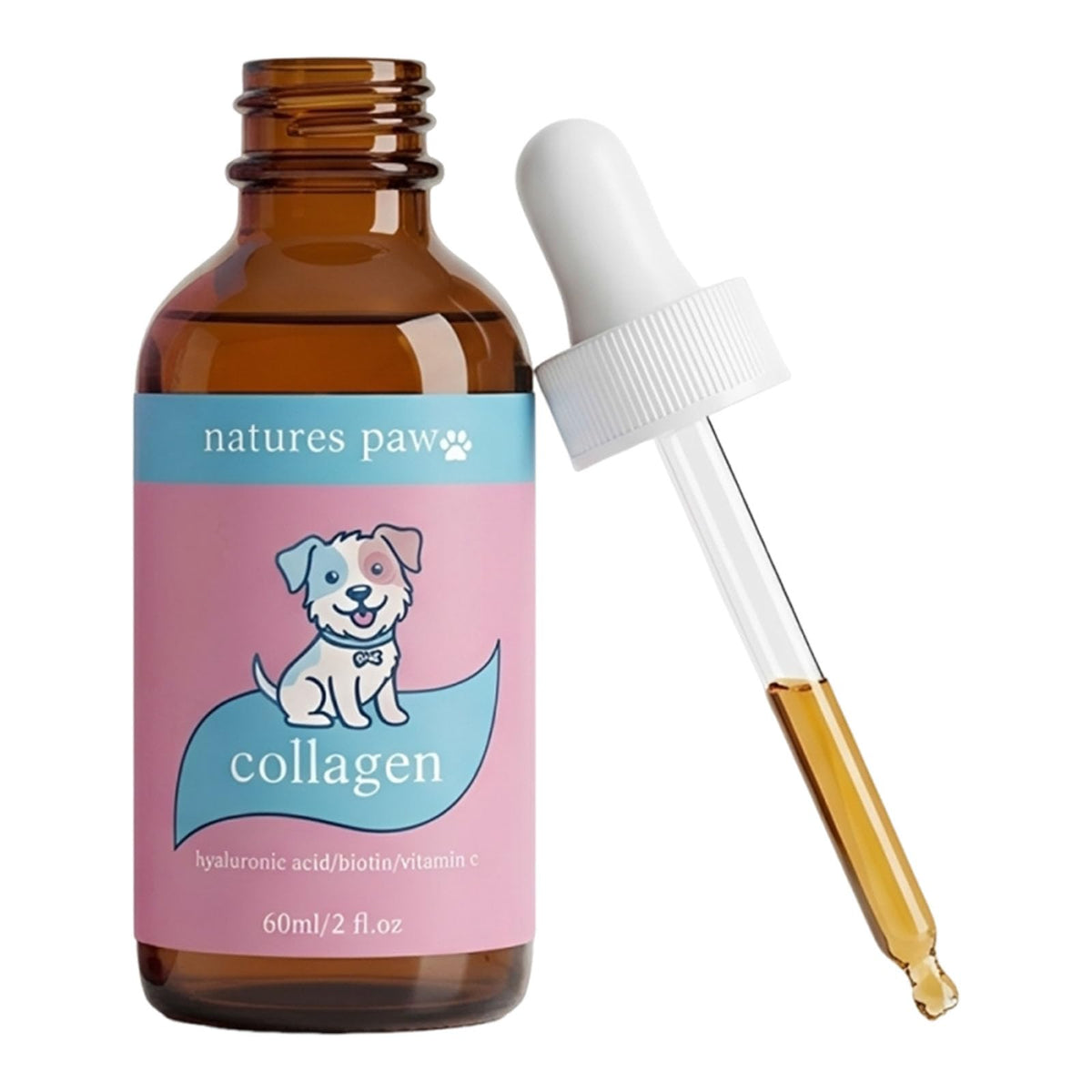 Natures Paw flacon 60ml devant montrant l'étiquette et facilité d'utilisation