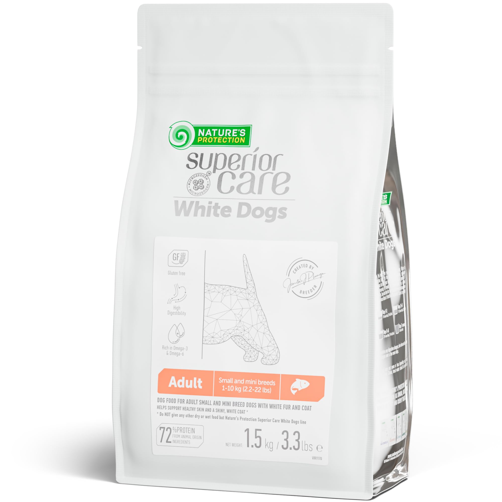 Nature's Protection emballage face montrant la recette saumon et le bénéfice hypoallergénique