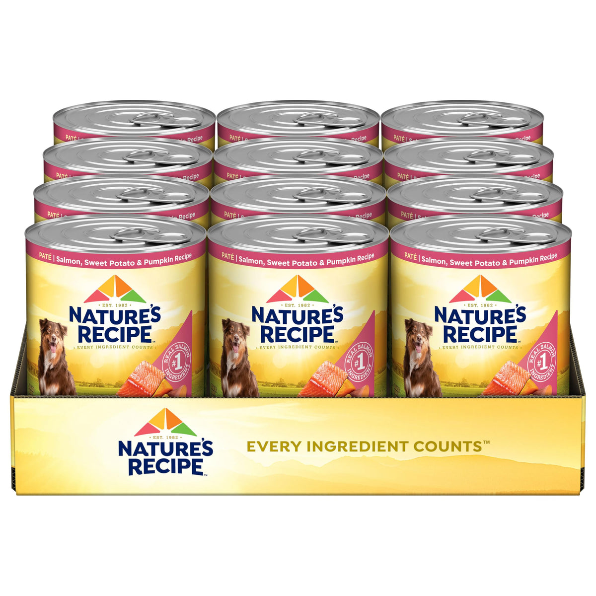 Nature's Recipe conserve avant montrant étiquette claire et bénéfice nutritif