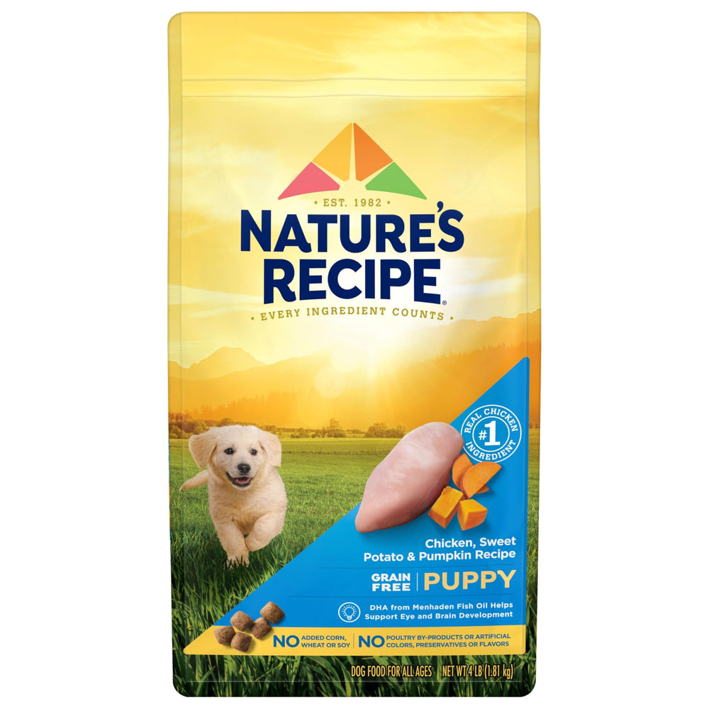 Nature's Recipe sac avant montrant l'étiquette et bénéfices nutritionnels