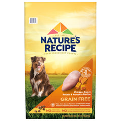 Nature's Recipe sac de 24 lb face avant montrant ingrédients principaux et bénéfices