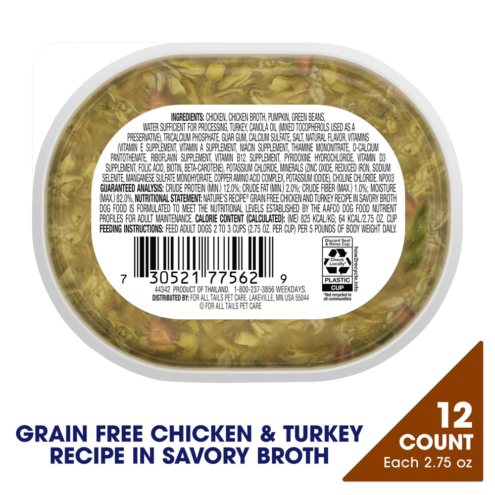 Nature's Recipe gros plan sur texture poulet et dinde, riche en protéines visibles
