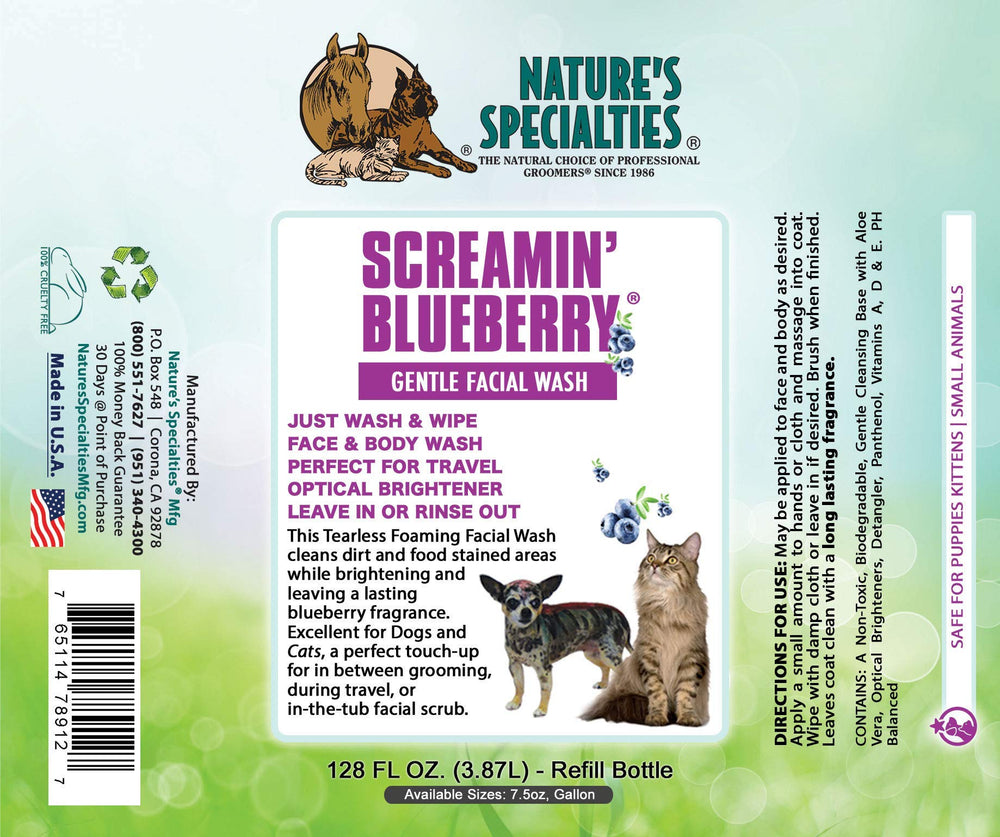 Nature's Specialties application sur chiot illustrant nettoyage sans rinçage facile