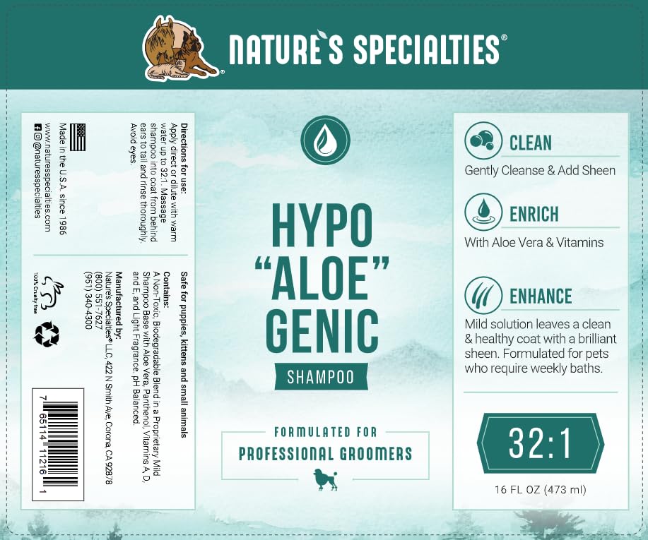 Nature's Specialties étiquette détaillée affichant ingrédients clés apaisants
